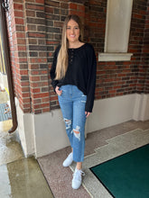 Load image into Gallery viewer, Black Oversized Button Down Henley
