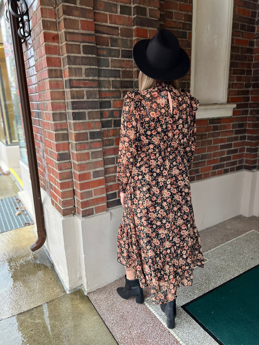 Fall Floral Midi Dress Birdie Js Fall Floral Midi Dress Birdie Js