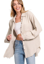 Load image into Gallery viewer, Beige Oversized Raw Edge Shirt