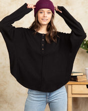 Load image into Gallery viewer, Black Oversized Button Down Henley
