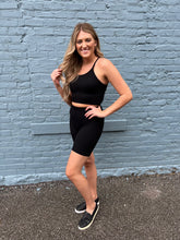 Load image into Gallery viewer, Black Ribbed Biker Short