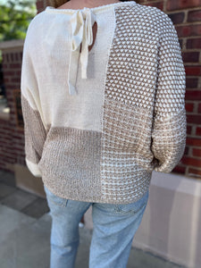 Tan Color Block Sweater