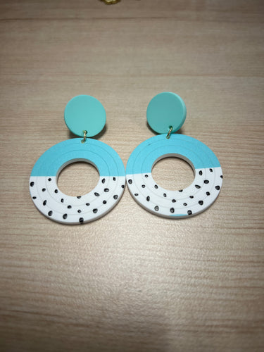 Blue & Black Dot Earring