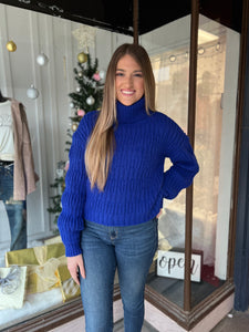 Royal Blue Turtleneck Sweater