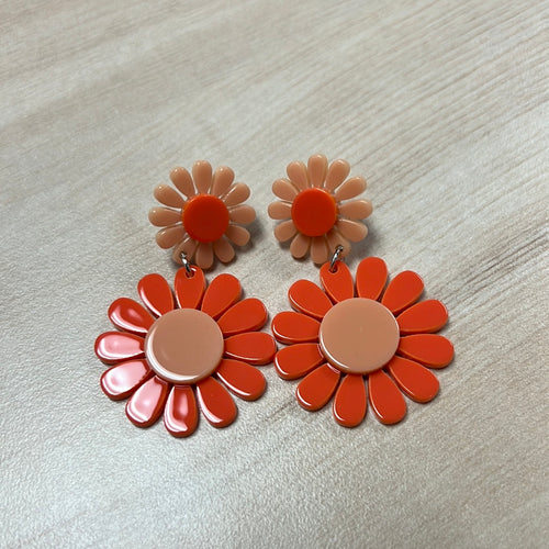 Orange Flower Earring