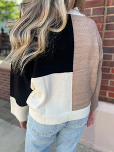Black + Tan Color Block Sweater