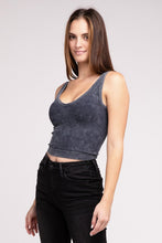 Load image into Gallery viewer, 2 Way Neckline Washed Ribbed Cropped Tank Top