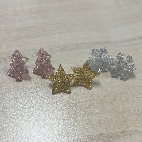 Glitter Christmas Studs