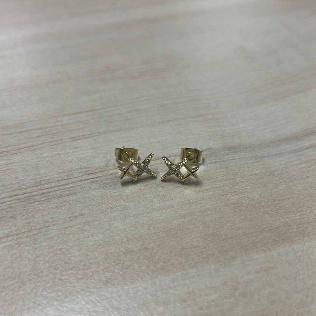Gold Double Star Stud