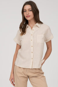 Anna Stripe Collared Linen Shirt