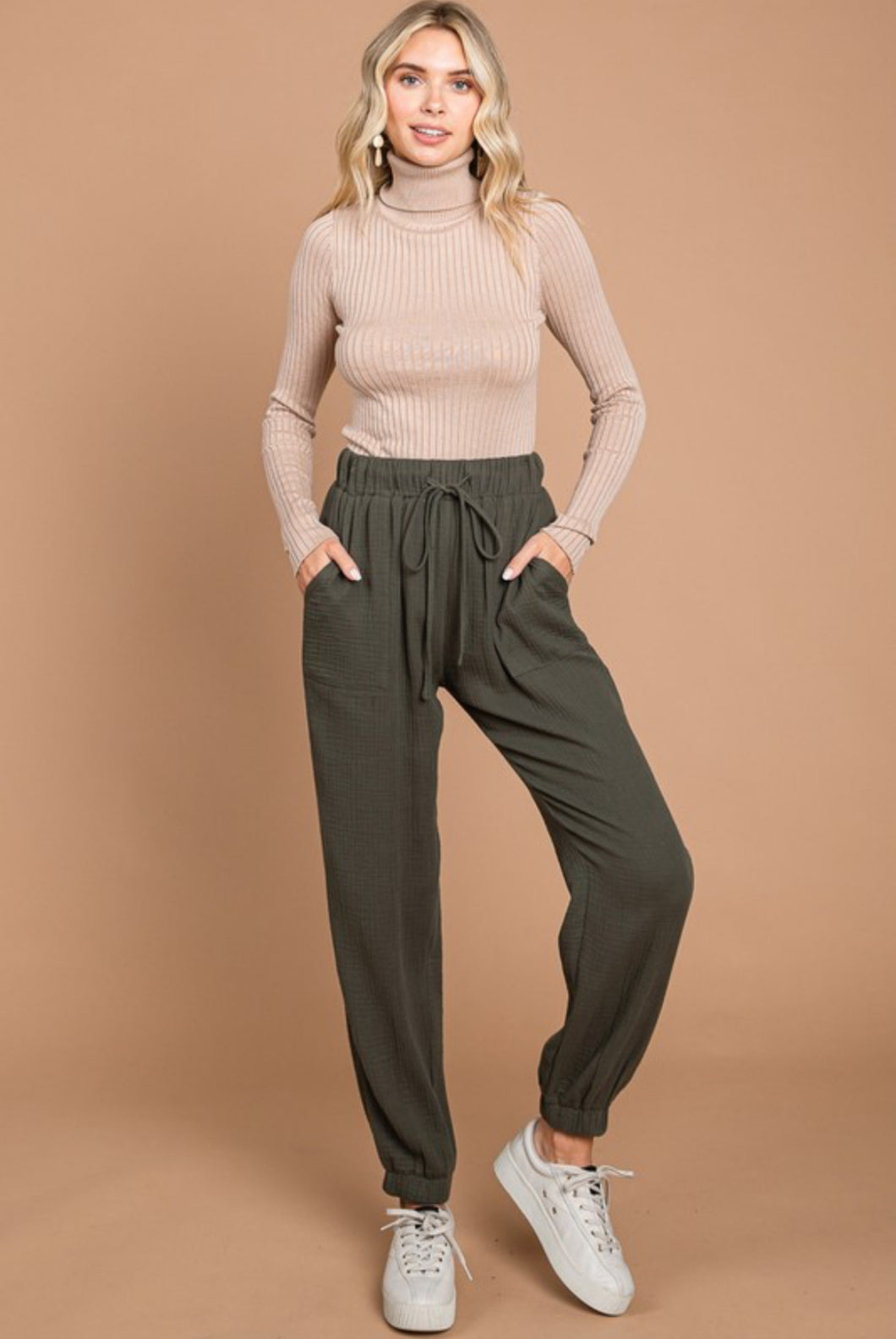 Olive Gauze Jogger