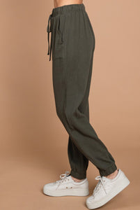 Olive Gauze Jogger