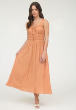 Load image into Gallery viewer, Shirred Front Tie Midi Dress
