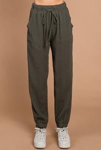 Olive Gauze Jogger