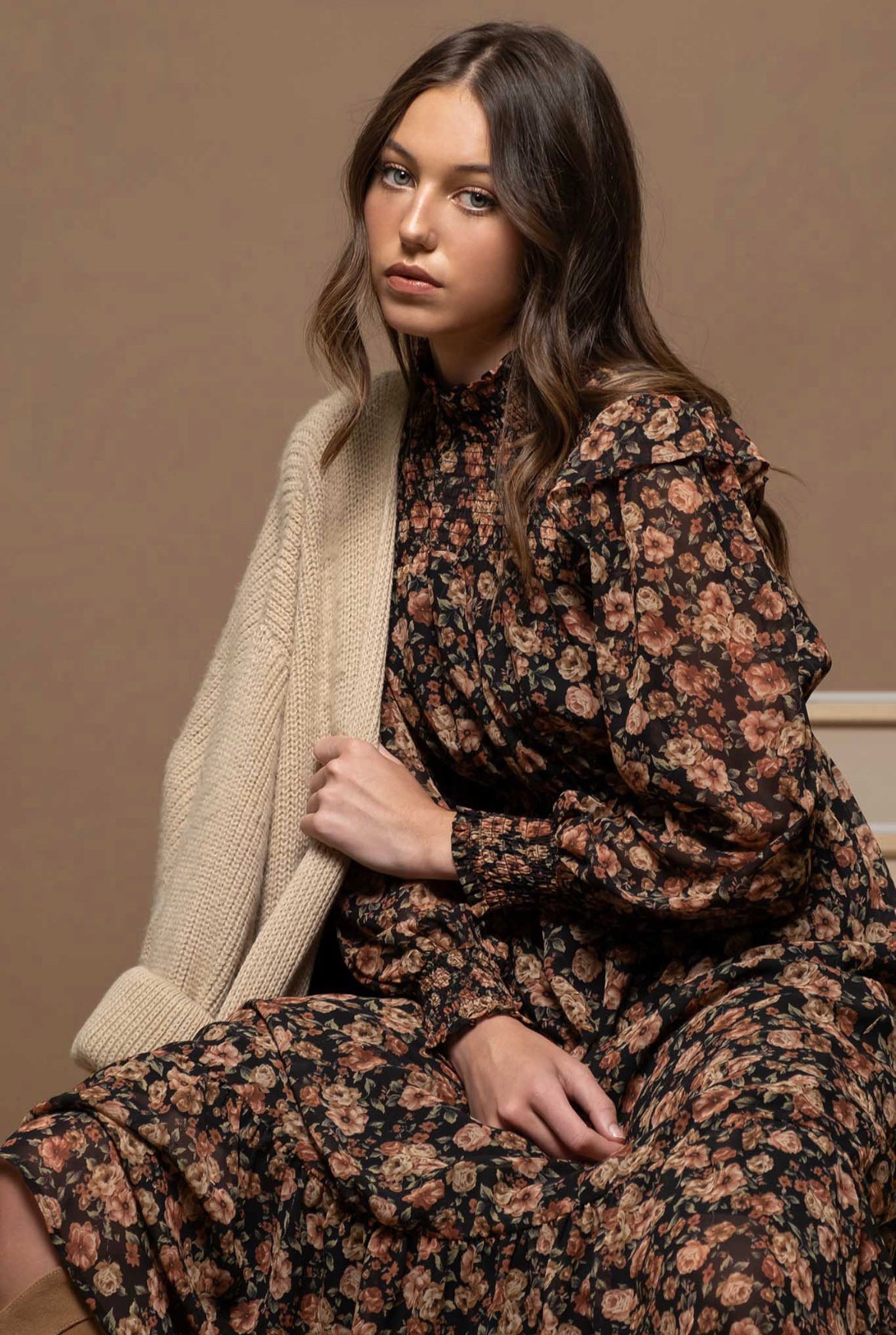 Fall Floral Midi Dress Birdie Js Fall Floral Midi Dress Birdie Js