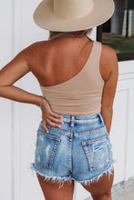 Load image into Gallery viewer, One Shoulder Tie Front Crop Top