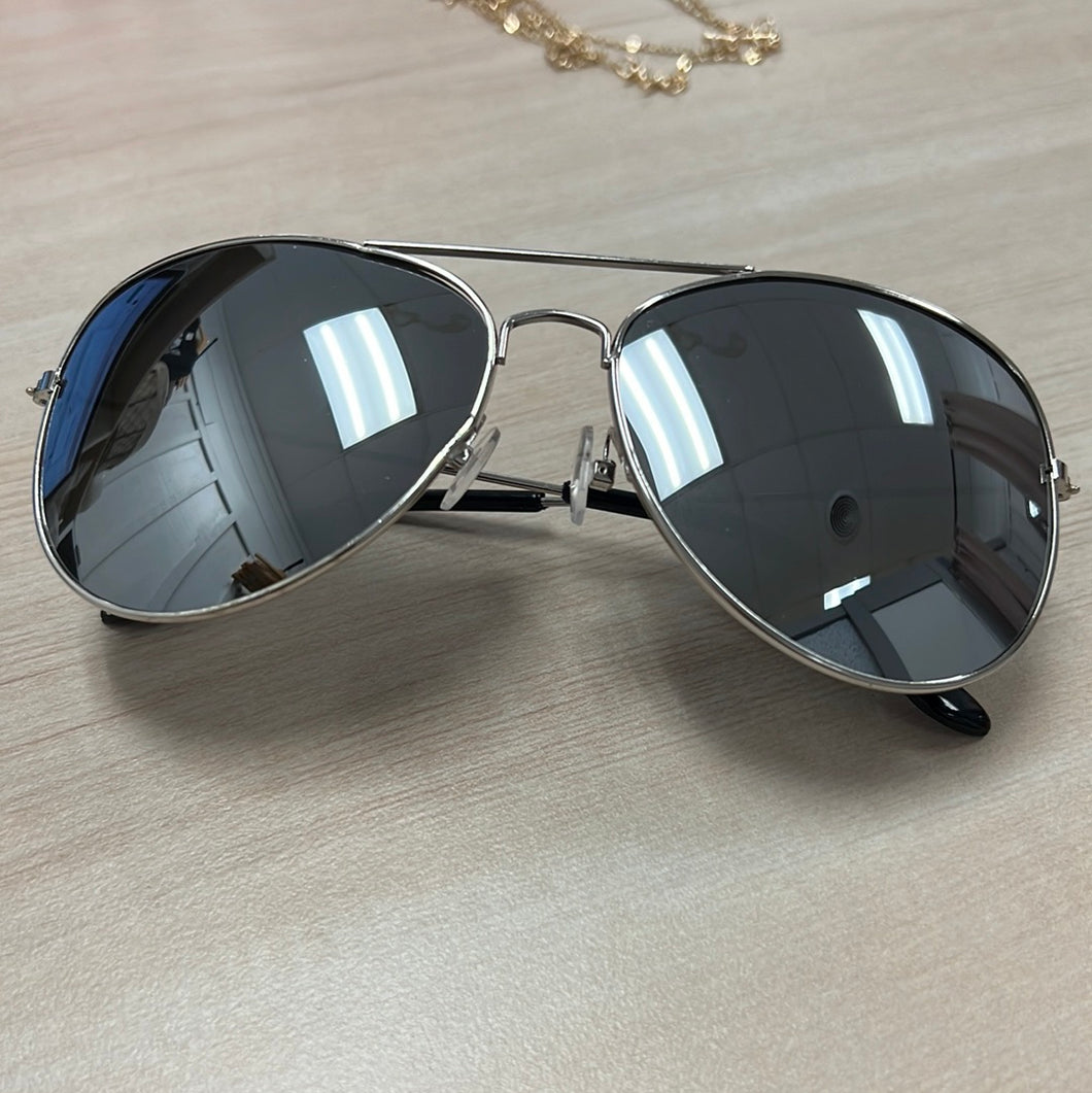 Silver/Mirror Aviator Sunglasses