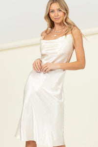 MEET YOU THERE COWL NECK MIDI DRESS