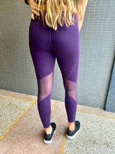 Load image into Gallery viewer, Purple Slanted Mesh Leggings