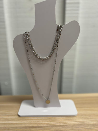 Silver layered necklace